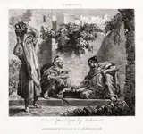 Ferdinand Lefman, Jucătorii de şah din Ierusalim (după o pictură de Eugène Delacroix), acvaforte