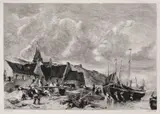 Daniel Mordant, Întoarcerea în port (după o pictură de Eugène Isabey), acvaforte