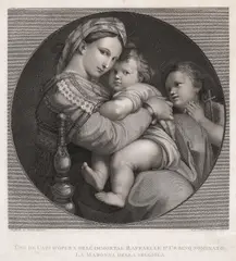 Alessandro Contardi, Madona della Seggiola (după o pictură de Rafael), gravură cu dăltița