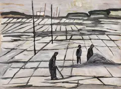 Delta de Rhine by Paul Ackerman, tempera pe hârtie, sold Nov 2018