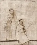 Muzicanți by Sorin Ilfoveanu, 1988, acuarelă pe hârtie, sold Nov 2018