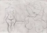 Sabin Bălașa, Studiu pentru nud, creion pe hârtie