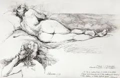 Nud by Marcel Chirnoagă, 1976, peniţă pe hârtie, offered Nov 2018