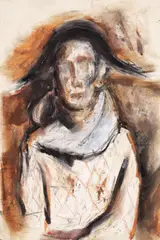 Arlechin by Corneliu Baba, ceracolor și guașă pe hârtie, sold Oct 2018