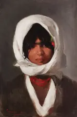 Nicolae Grigorescu, Țărăncuţă cu basma albă, ulei pe pânză