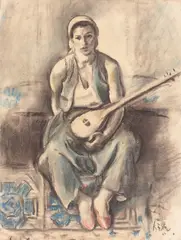 Odaliscă în interior by Iosif Iser, 1944, pastel pe carton subţire, sold Oct 2018