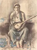 Iosif Iser, Odaliscă în interior, 1944, pastel pe carton subţire