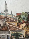 Iosif Iser, Piață din Constanța Veche (spre Giamia Hunkiar), ulei pe pânză