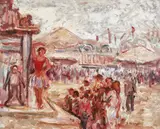 Samuel Mützner, Scenă de iarmaroc, ulei pe carton