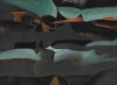 Compoziție by Paul Ackerman, guașă și ulei pe hârtie, sold Oct 2018