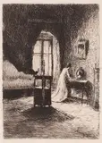 La oglindă by Theodor Aman, acvaforte şi gravură cu acul, sold Oct 2018