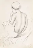 Nicolae Tonitza, Nud cu spatele, 1938, creion și accente de acuarelă pe hârtie