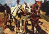 Întoarcerea de la câmp by Rudolf Schweitzer–Cumpăna, a doua jumătate a anilor '30, ulei pe carton, offered Oct 2018