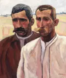 Ţărani din Vlaici by Camil Ressu, ulei pe pânză, sold Oct 2018