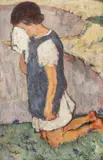 Catrina supărată by Nicolae Tonitza, cca. 1925, ulei pe carton, sold Oct 2018