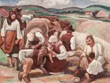 Odihnă la câmp by Camil Ressu, ulei pe carton, sold Oct 2018