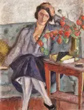Pe gânduri by Theodor Pallady, ulei pe carton, sold Oct 2018