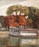 Ambarcaţiune pe Sena by Theodor Pallady, ulei pe carton, sold Oct 2018