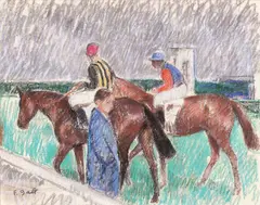 Francisc Gall, Pregătiri de cursă la Auteuil, pastel pe hârtie