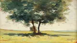 Peisaj de vară by Adam Bălţatu, 1916, ulei pe lemn, sold Oct 2018