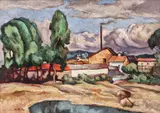 Margine de Iaşi by Adam Bălţatu, ulei pe carton, sold Oct 2018