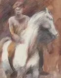 Horia Flămându, Cai V, 1982, pastel, acuarelă și creion pe hârtie