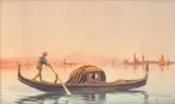 Umberto Ongania, Gondolier, acuarelă pe hârtie