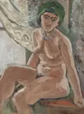 Franțuzoaică (Turbanul verde) by Theodor Pallady, anii '30, ulei pe carton, offered Sep 2018