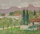 Peisaj din Vence by Theodor Pallady, mijlocul anilor '30, ulei pe carton, offered Sep 2018