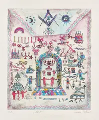 Proiect de şorţ by Sandu Petre, acvaforte şi acuarelă, sold Sep 2018