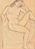 Theodor Pallady, Nud pe fotoliu, creion și acuarelă pe hârtie