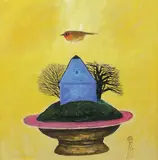 Casa cu ochi by Ștefan Câlția, 1999, ulei pe pânză, sold Jun 2018
