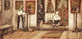 Slujba de duminică by Ludovic Bassarab, ulei pe lemn, sold Jun 2018