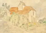 Theodor Pallady, Biserica Saint Martin din Vallangoujard, acuarelă şi creion pe hârtie