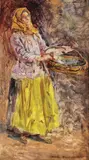 Florăreasă by Nicolae Vermont, 1915, ulei pe carton, sold Jun 2018