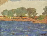 Pe malul lacului by Nicolae Tonitza, ulei pe pânză, offered Jun 2018