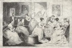 Serată by Theodor Aman, 1874, gravură cu acul, sold Jun 2018
