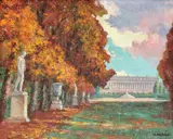 Nicolae Gropeanu, Parcul Palatului de la Versailles, ulei pe carton