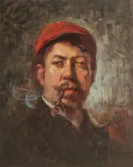 Gheorghe Petrașcu, Autoportret cu pipă, 1900-1905, ulei pe pânză