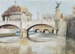 Sile Ionescu, Vedere spre Castelul Sant'Angelo (Roma), 1939, ulei pe carton