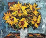 Floarea-soarelui by Gheorghe Petrașcu, ulei pe carton, sold Jun 2018
