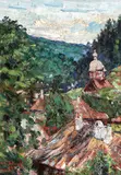 Peisaj pe Valea Agapiei by Octav Băncilă, 1915, ulei pe pânză, sold Jun 2018
