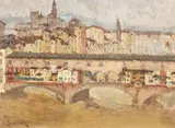 Eustațiu Stoenescu, Ponte Vecchio (Florența), ulei pe carton