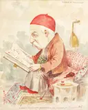 Constantin Jiquidi, Oleacă de psaltichie (Lascăr Catargiu, preşedintele Consiliului de Miniştri la 1895), acuarelă pe hârtie