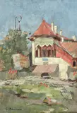 Bufetul de la Șosea by Gheorghe Petrașcu, mijlocul anilor '20, ulei pe pânză, sold Jun 2018