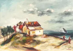 Case la Constanţa by Adam Bălţatu, ulei pe carton, offered Jun 2018