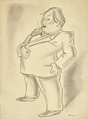 Victor Ion Popa, Scriitorul Isaiia Răcăciuni, 1934, tuș și cărbune pe hârtie