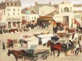 Ștefan Constantinescu, Piața Unirii, 1938, ulei pe pânză lipită pe carton