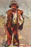 Țăran cu desagă by Rudolf Schweitzer–Cumpăna, 1928, ulei pe carton, sold Jun 2018