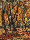 Toamnă târzie by Rudolf Schweitzer–Cumpăna, ulei pe carton, sold Jun 2018